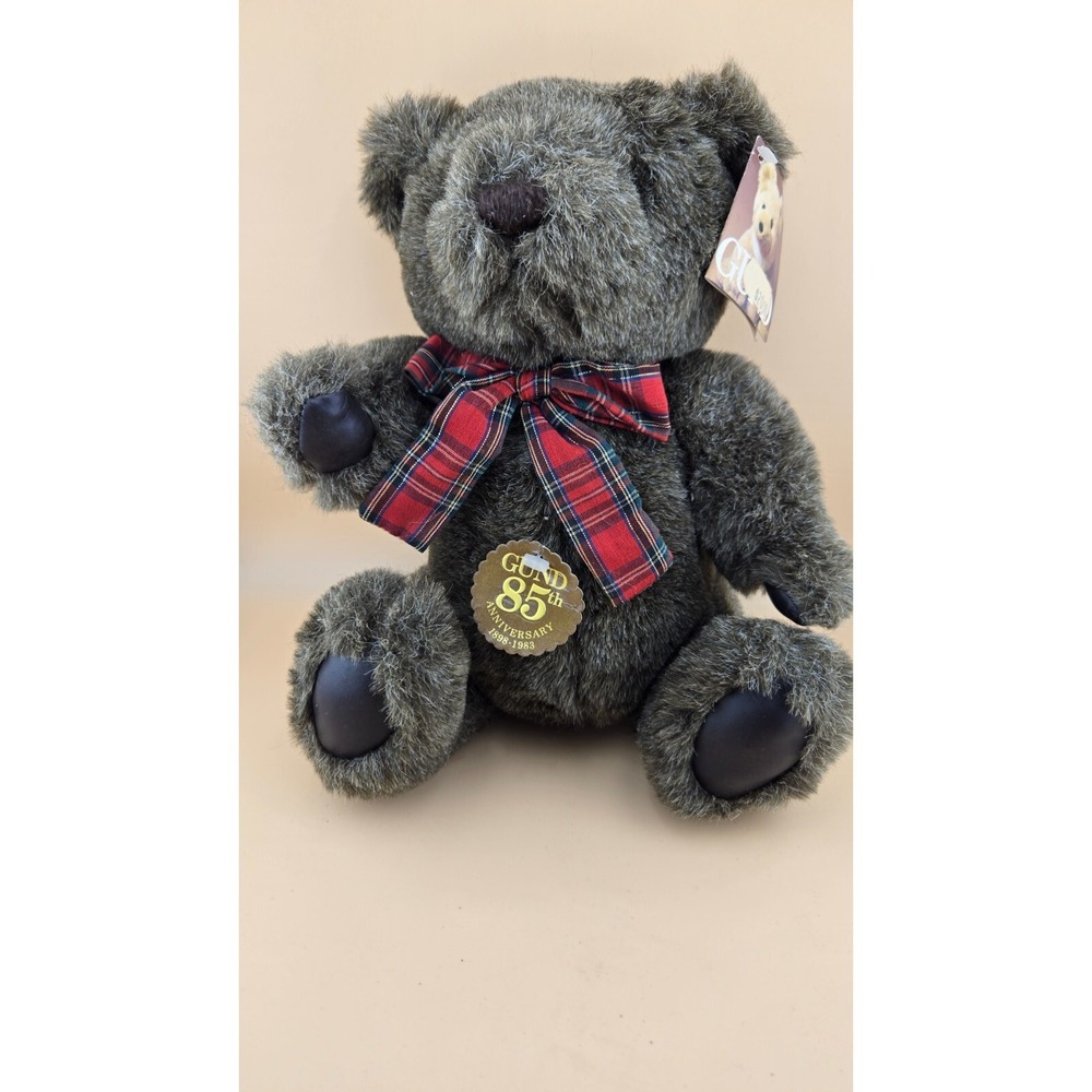 1982 GUND 85th Anniversary 12.5" Articulated Plush Brown Bear 1898-1983 Tag Exc